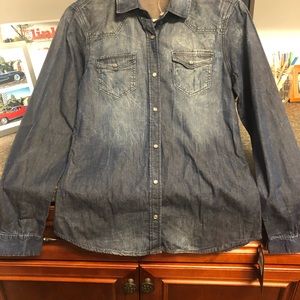 Mavi denim snap western style shirt